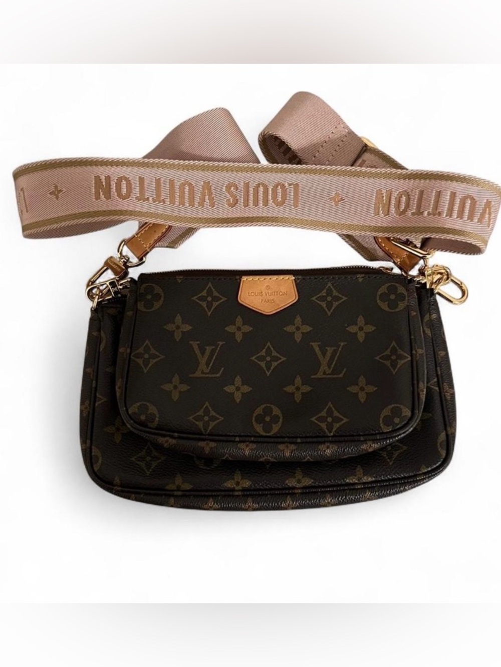 Louis Vuitton Multi Pochette Accessoires Monogram Pink Strap Bag